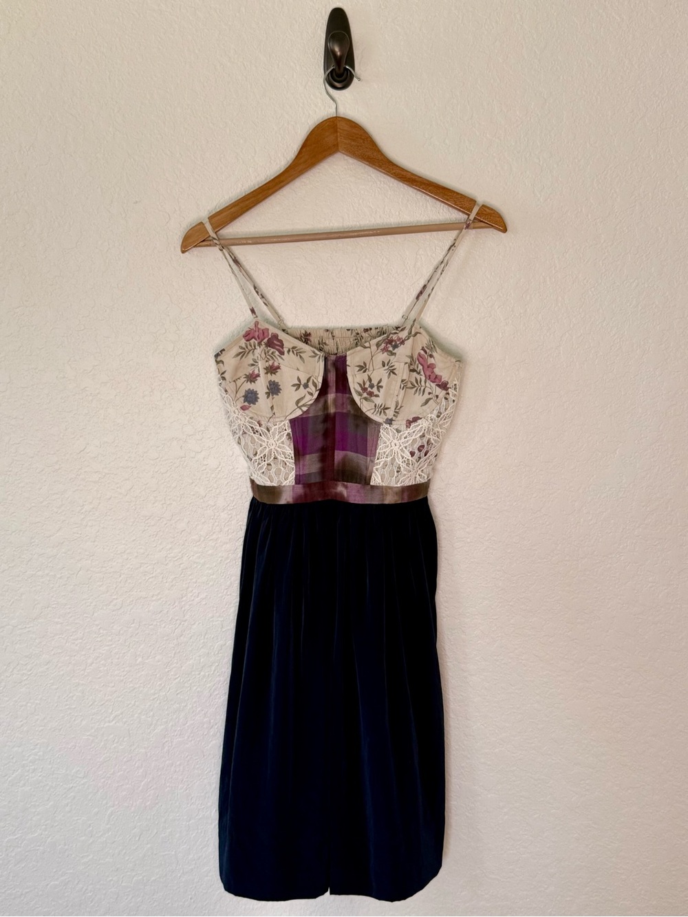 RACHEL Rachel Roy Floral Print Dress in Cream and Soft Purple with Navy